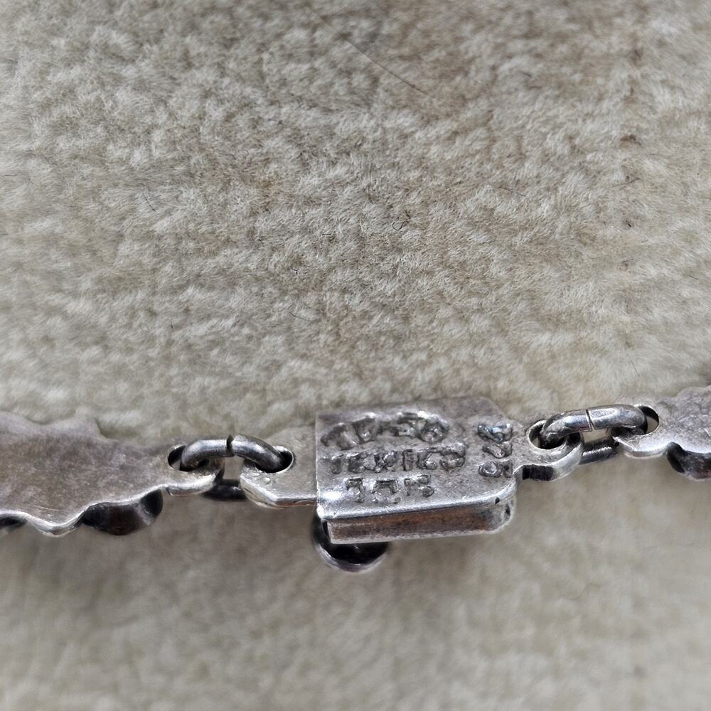 Vintage Taxco Sterling Silver Flower Floral Bib Necklace Bracelet Set Mexico - Picture 12 of 15